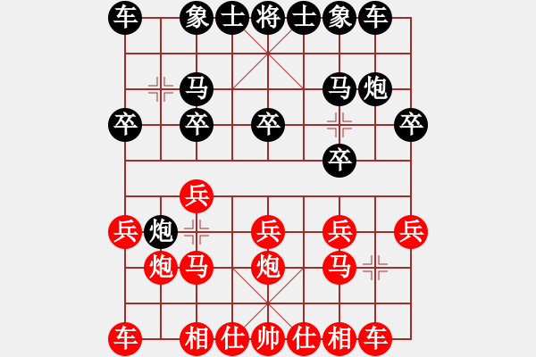 象棋棋譜圖片：后手，屏風(fēng)馬雙炮過河攻中炮七路馬 - 步數(shù)：10 