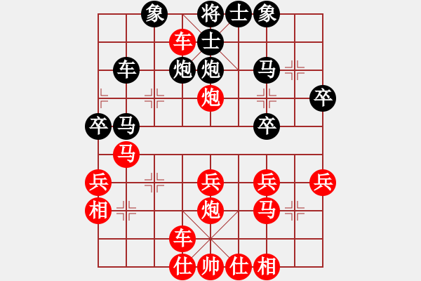 象棋棋谱图片：先手顺炮：17步速胜行者 - 步数：30 