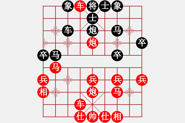 象棋棋谱图片：先手顺炮：17步速胜行者 - 步数：33 