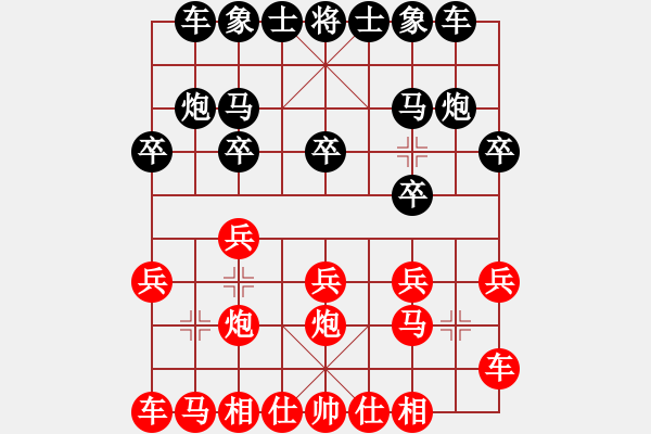 象棋棋譜圖片：JGX五七炮橫車進七兵對屏風(fēng)馬挺7卒直車 - 步數(shù)：10 