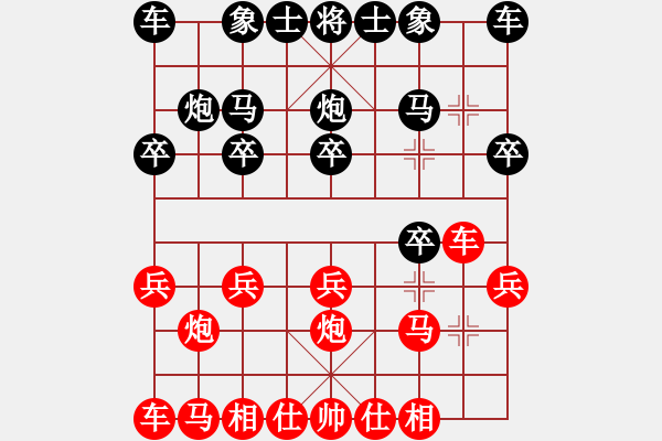 象棋棋譜圖片：13807605072紅勝葬心〖順炮直車(chē)對(duì)緩開(kāi)車(chē) 黑兌直車(chē)〗 - 步數(shù)：10 