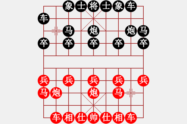 象棋棋譜圖片：列炮10 直車巡河卸中炮攻平炮兌車控肋車 本變 - 步數(shù)：10 