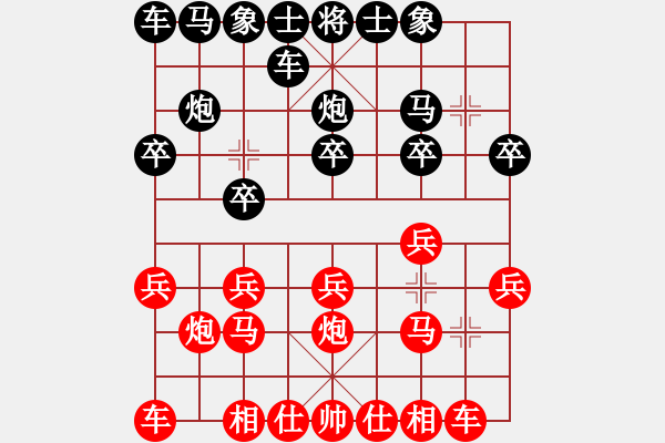 象棋棋譜圖片：我后手順炮直車(chē)應(yīng)橫車(chē)其中變化 - 步數(shù)：10 