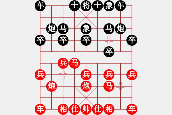 象棋棋譜圖片：中炮七路快馬對屏風馬右象 - 步數(shù)：10 