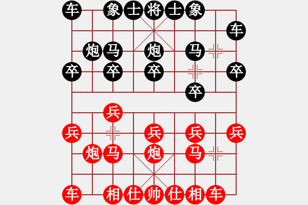 象棋棋譜圖片：順炮緩開車（紅馬7進(jìn)6） - 步數(shù)：10 