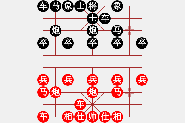 象棋棋譜圖片：純勝一郎先負子與勢 順炮橫車對橫車 - 步數(shù)：10 