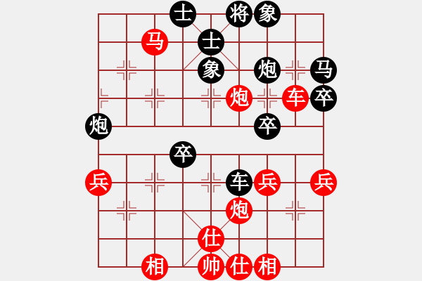 象棋棋譜圖片：20161012 先勝Q(mào)Q業(yè)四 中炮過河車對屏風(fēng)馬平炮兌車 紅直接兌掉 黑象3進(jìn)5 - 步數(shù)：50 