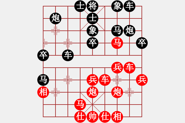 象棋棋譜圖片：五七炮互進(jìn)三兵對(duì)屏風(fēng)馬邊卒右馬外盤河 紅左橫車對(duì)黑飛右象鳳陽快刀(天罡)-勝-青城風(fēng)月(無極) - 步數(shù)：40 