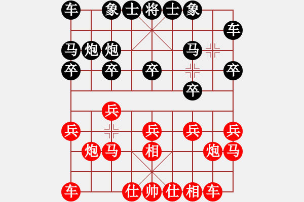 象棋棋譜圖片：仙人指路轉(zhuǎn)中炮對(duì)金鉤炮（旋風(fēng)V7.0先勝巫師業(yè)余級(jí)） - 步數(shù)：10 