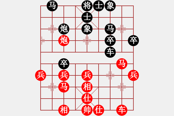 象棋棋譜圖片：順炮直車對橫車，雙正馬進三兵對黑邊馬   邊鋒(8段)-負-拈花微笑(9段) - 步數(shù)：30 