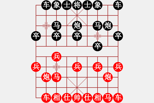 象棋棋譜圖片：付牛皮對局 讓黑方兩先 - 步數(shù)：10 