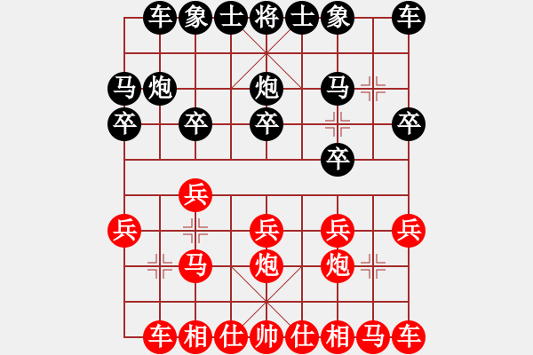 象棋棋譜圖片：對(duì)兵轉(zhuǎn)兵底炮對(duì)右中炮 - 步數(shù)：10 