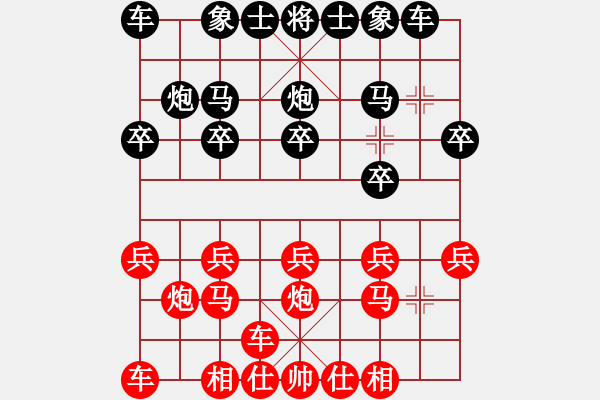 象棋棋譜圖片：順炮橫車對直車(紅引誘黑先動弱子)之五 - 步數(shù)：10 