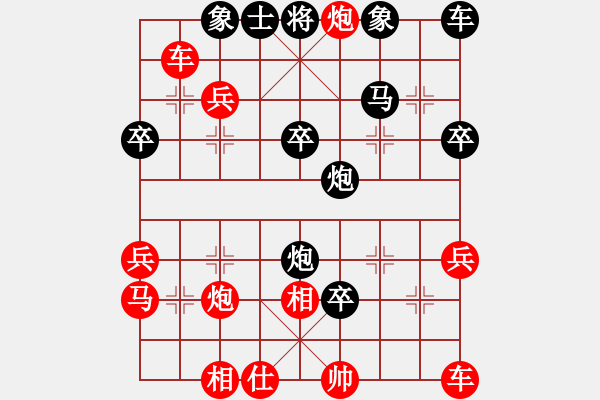 象棋棋谱图片：后手“列炮骑河车”对“中炮进三兵左边马”；阵势； 2023-01-09 - 步数：36 