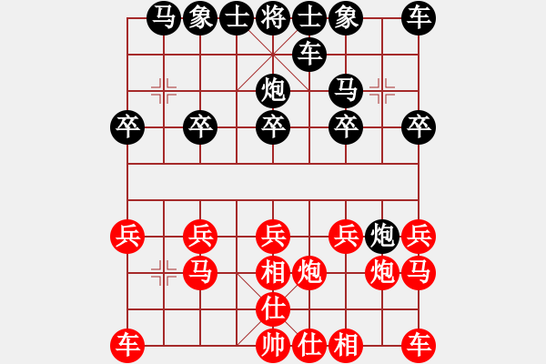 象棋棋譜圖片：《學(xué)習(xí)大師后手》中炮橫車正馬左炮過河強(qiáng)安當(dāng)頭炮破過宮炮中相邊馬 - 步數(shù)：10 