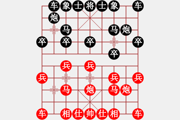 象棋棋譜圖片：TIGER 33紅負(fù)葬心【中炮七路馬對(duì)屏風(fēng)馬 紅進(jìn)中兵】 - 步數(shù)：10 