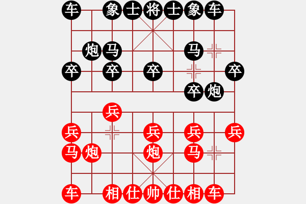 象棋棋譜圖片：57炮對屏風(fēng)馬紅進(jìn)7兵邊馬黑進(jìn)7卒左炮巡河 - 步數(shù)：10 