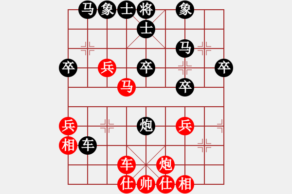 象棋棋譜圖片：中炮過(guò)河車(chē)對(duì)屏風(fēng)馬雙炮過(guò)河 - 步數(shù)：40 