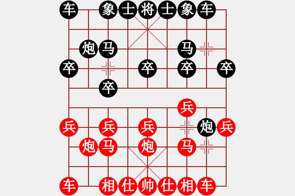 象棋棋譜圖片：起馬對(duì)挺卒轉(zhuǎn)中炮對(duì)屏風(fēng)馬左炮封車之四 - 步數(shù)：10 