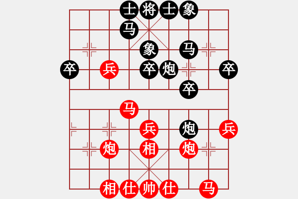 象棋棋譜圖片：嫩黑黑[-] 和 分紅比例符合技術(shù)開 - 步數(shù)：30 