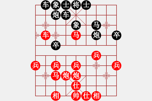 象棋棋譜圖片：熱血盟_湘江刀客[紅] -VS- 熱血盟★和仔[黑] - 步數(shù)：32 