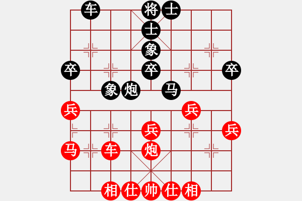 象棋棋譜圖片：五七炮對(duì)屏風(fēng)馬炮二進(jìn)二（旋風(fēng)V7.0先勝巫師業(yè)余級(jí)） - 步數(shù)：40 