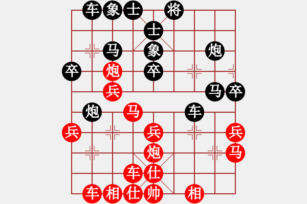 象棋棋譜圖片：五七炮互進(jìn)三兵對(duì)屏風(fēng)馬邊卒右馬外盤(pán)河 紅左橫車(chē)對(duì)黑飛右象kevinip(日帥)-勝-一生緣(人王) - 步數(shù)：30 