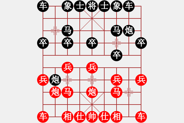 象棋棋譜圖片：中炮七路馬對(duì)屏風(fēng)馬 紅進(jìn)中兵【7】 - 步數(shù)：10 