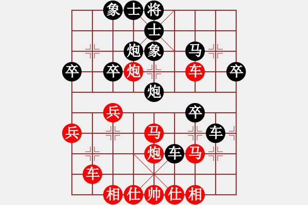 象棋棋譜圖片：XiangqiStudy Opening 學(xué)習(xí)象棋開(kāi)局5：中炮過(guò)河車(chē)對(duì)屏風(fēng)馬右橫車(chē) - 步數(shù)：40 