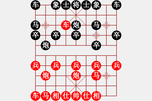 象棋棋譜圖片：葬心紅勝52239999【順炮橫車(chē)對(duì)緩開(kāi)車(chē)】 - 步數(shù)：10 