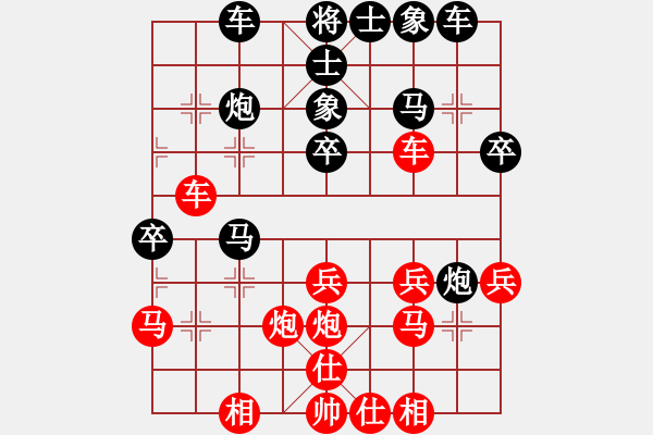 象棋棋譜圖片：1368局 C71- 五七炮對(duì)屏風(fēng)馬進(jìn)３卒右馬外盤河-賈詡(1900) 先負(fù) 小蟲引擎23層(27 - 步數(shù)：30 