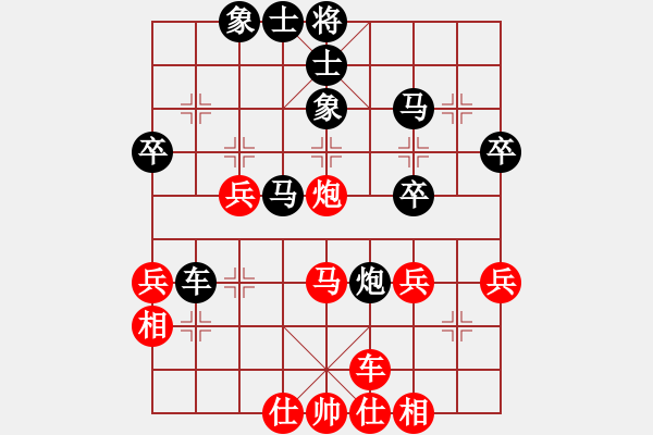 象棋棋譜圖片：郭宇(8段)-和-笑巖(9段)中炮七路馬對(duì)屏風(fēng)馬雙炮過河 - 步數(shù)：40 