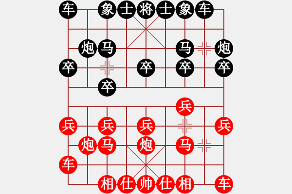 象棋棋谱图片：B20 中炮对左三步虎 - 步数：10 