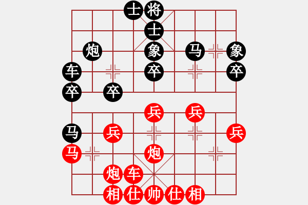 象棋棋譜圖片：五七炮進(jìn)三兵對(duì)屏風(fēng)馬進(jìn)3卒紅馬三進(jìn)四 - 步數(shù)：29 