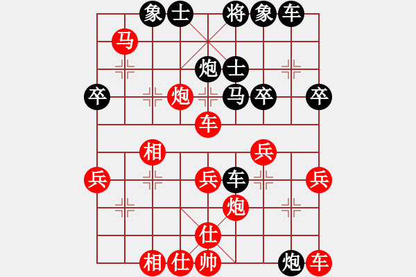 象棋棋譜圖片：三將就餐好(6段)-負-擻訛(2段) 仙人指路轉(zhuǎn)左中炮對卒底炮轉(zhuǎn)順炮 - 步數(shù)：40 