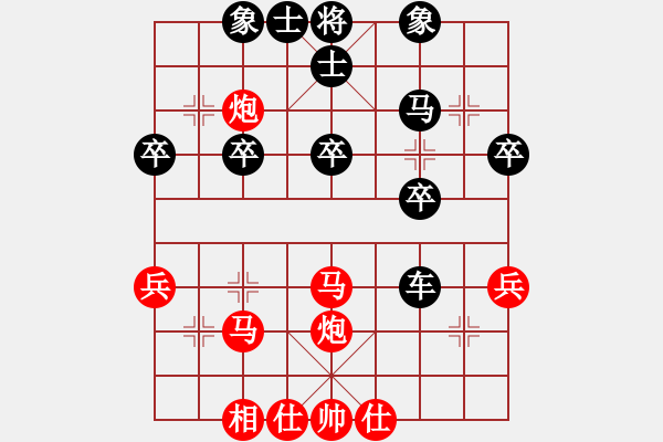 象棋棋譜圖片：無(wú)敵天下(5段)-勝-扶峰劍主(3段) 五七炮對(duì)屏風(fēng)馬進(jìn)７卒 黑右直車 - 步數(shù)：30 