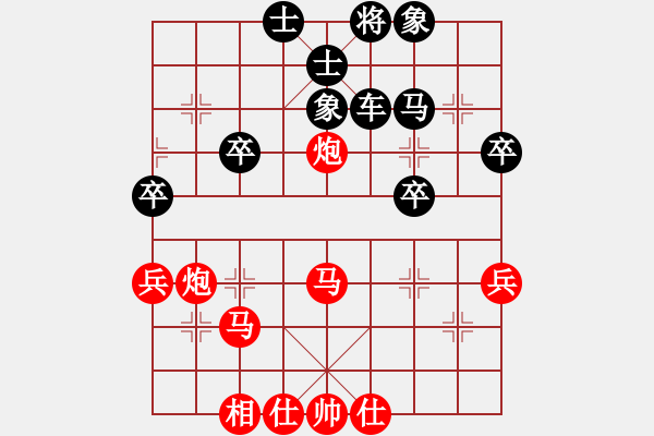 象棋棋譜圖片：無(wú)敵天下(5段)-勝-扶峰劍主(3段) 五七炮對(duì)屏風(fēng)馬進(jìn)７卒 黑右直車 - 步數(shù)：40 