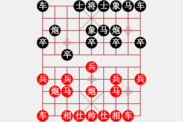 象棋棋譜圖片：贏一盤實在難[紅先勝] -VS- 6453319[黑] 中炮對飛右象 - 步數(shù)：10 