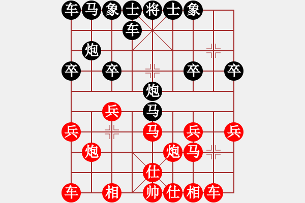 象棋棋譜圖片：bbboy002(1舵)-和-高山流水豫(4舵) - 步數(shù)：20 