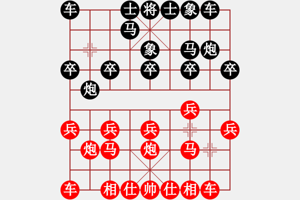 象棋棋譜圖片：中炮正馬對(duì)右拐腳馬（旋風(fēng)勝巫師業(yè)余級(jí)） - 步數(shù)：10 