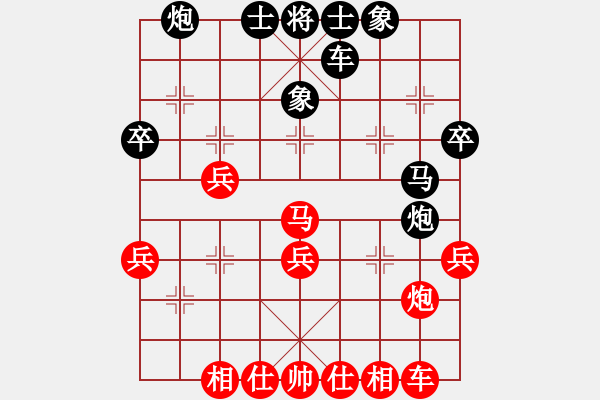 象棋棋譜圖片：中炮正馬對(duì)右拐腳馬（旋風(fēng)勝巫師業(yè)余級(jí)） - 步數(shù)：40 