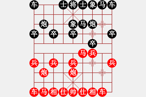 象棋棋譜圖片：贏一盤實在難[紅先勝] -VS- 6453319[黑] 中炮對飛象黑拐角馬 - 步數(shù)：10 