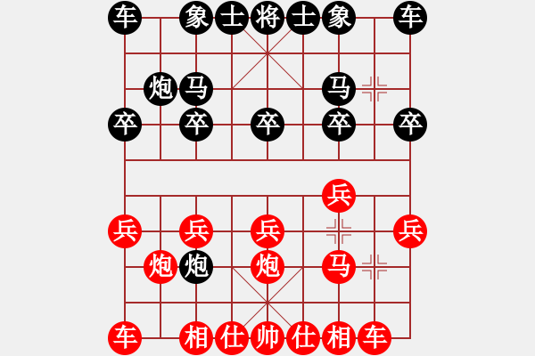 象棋棋譜圖片：1357局 B31- 中炮對反宮馬-業(yè)天天Ai1-1(先負(fù))小蟲引擎23層 - 步數(shù)：10 