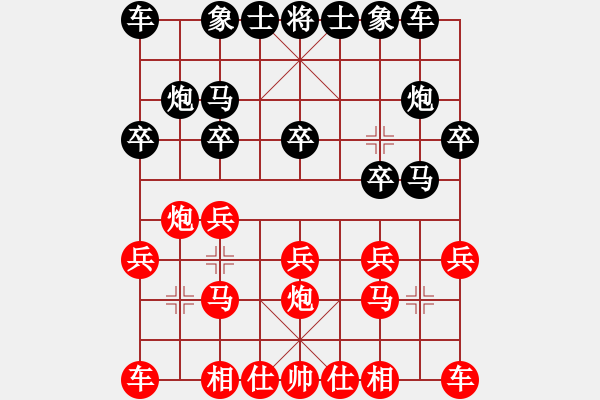 象棋棋譜圖片：JIR中炮巡河炮河口馬踏中卒對(duì)屏風(fēng)馬外肋馬左象 - 步數(shù)：10 