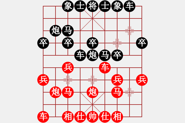 象棋棋譜圖片：煮酒論棋雄(月將)-和-俺下棋啦(人王) - 步數(shù)：20 