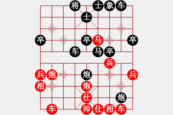 象棋棋譜圖片：八神天帝(5段)-負(fù)-軟件練招(5段)雙炮過河黑車4平3 - 步數(shù)：40 