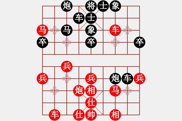 象棋棋譜圖片：中炮過河車互進七兵對屏風馬平炮兌車 紅七馬盤河 黑車騎河捉馬 （紅士四進五） 毛豆先生(月將)-和- - 步數(shù)：40 