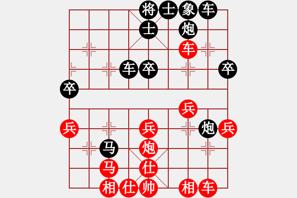 象棋棋譜圖片：中炮三兵對(duì)屏風(fēng)馬卒林車分析 - 步數(shù)：40 