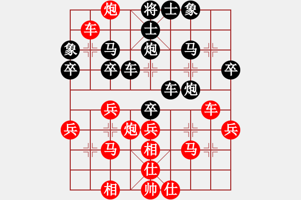 象棋棋譜圖片：順炮直車對(duì)黑緩開(kāi)車進(jìn)7路卒黑右橫車（黑勝） - 步數(shù)：40 