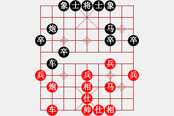 象棋棋譜圖片：弈天白駝山對(duì)局 jbxg(3弦)-和-在海一方(3弦) 中炮對(duì)左炮封車轉(zhuǎn)列炮 - 步數(shù)：30 